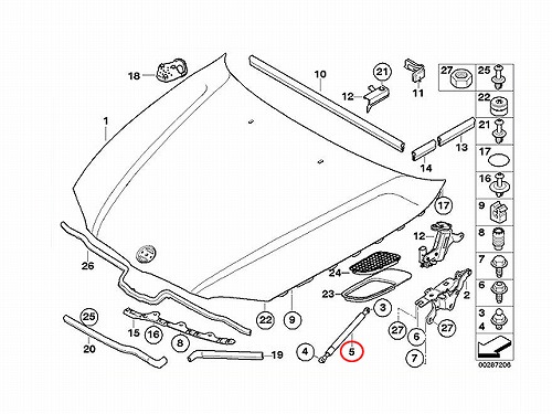 ボンネットダンパー(エンジンフードダンパー) 左右共通 BMW [51237900795]