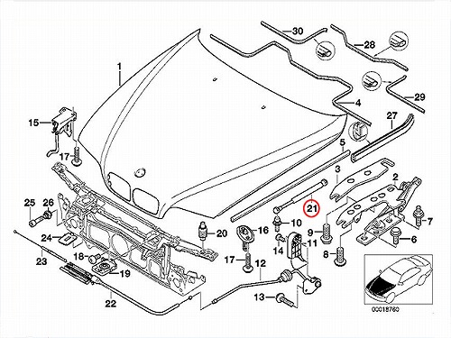 ボンネットダンパー(エンジンフードダンパー) 左右共通 BMW [51238174866]