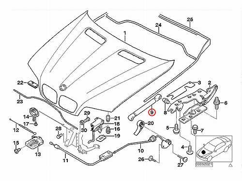 ボンネットダンパー(エンジンフードダンパー) 左右共通 BMW [51238402551]