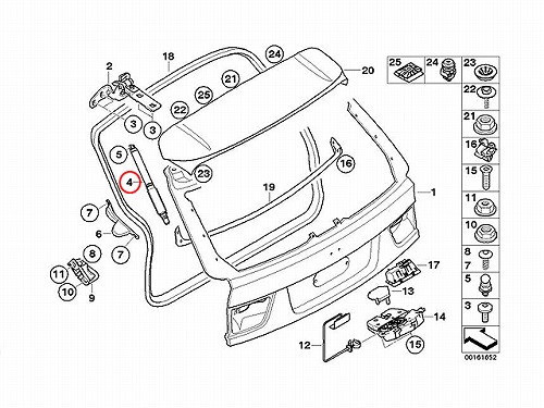 リアゲートダンパー(テールゲートショック) 左右共通 BMW [51247294199]