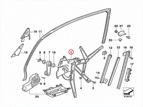 パワーウインドウレギュレーター フロント 右側 BMW [51331977610]