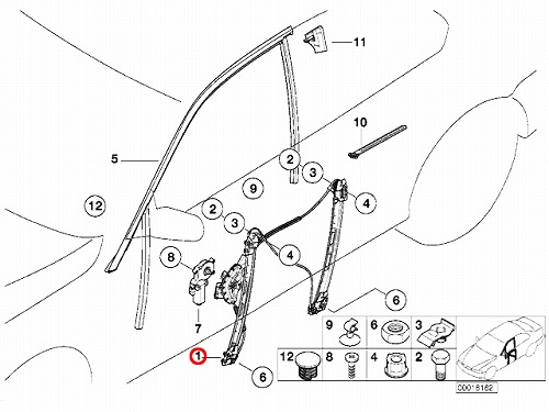 パワーウインドウレギュレーター フロント 右側 BMW [51337020660]