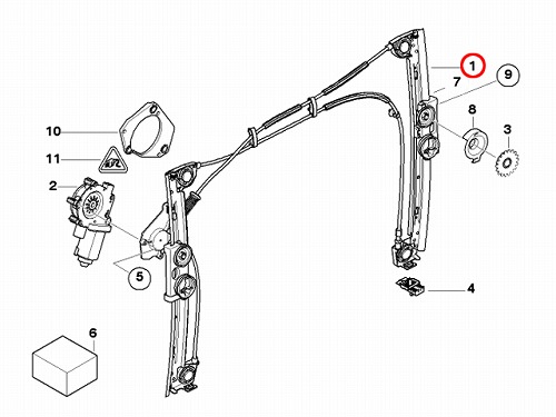 パワーウインドウレギュレーター フロント 右側 MINI(ミニ) [51337039452]