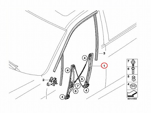 パワーウインドウレギュレーター フロント 左側 BMW [51337140587]