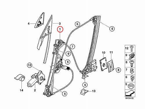 パワーウインドウレギュレーター フロント 右側 BMW [51337198910]
