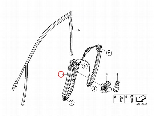 パワーウインドウレギュレーター フロント 左側 BMW [51337202479]