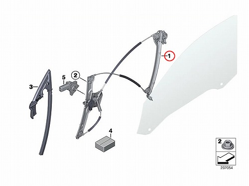 パワーウインドウレギュレーター フロント 右側 BMW [51337223652]