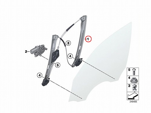 パワーウインドウレギュレーター フロント 左側 BMW [51337281881]