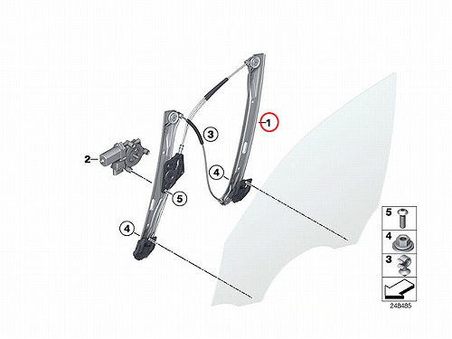 パワーウインドウレギュレーター フロント 右側 BMW [51337281882]