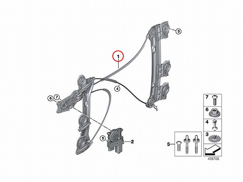 パワーウインドウレギュレーター フロント 左側 MINI(ミニ) [51337296443]