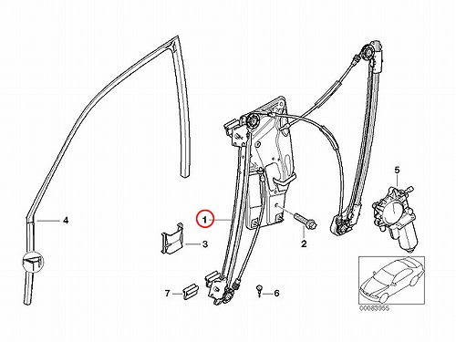 パワーウインドウレギュレーター フロント 右側 BMW [51338252394]