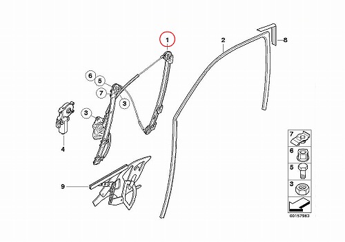 ウインドーレギュレター フロント 左側 BMW [51338254911]