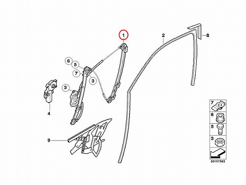 パワーウインドウレギュレーター フロント 右側 BMW [51338254912]