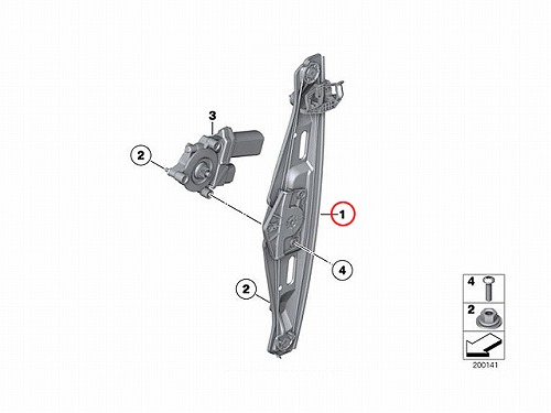 パワーウインドウレギュレーター リア 右側 BMW [51352990388]