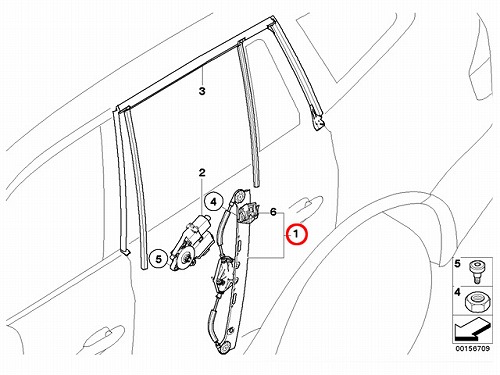 パワーウインドウレギュレーター リア 左側 BMW [51353448251]