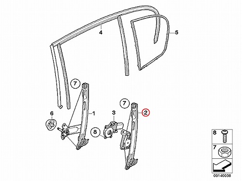 パワーウインドウレギュレーター リア 左側 BMW [51357138467]