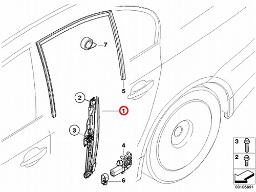 純正 パワーウインドウレギュレーター リア 左側 BMW [51357184745]