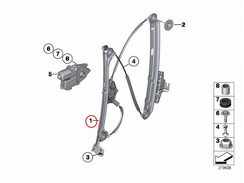 パワーウインドウレギュレーター リア 左側 BMW [51357197923]