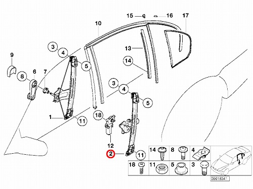 パワーウインドウレギュレーター リア 左側 BMW [51358212099]