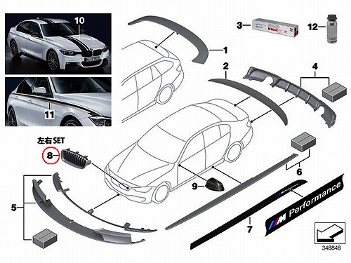 純正 キドニーグリル M Performance 左右セット BMW [51712240775-S]
