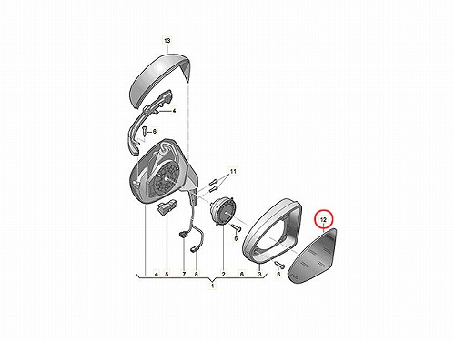 純正 ドアミラー(鏡部分) 左側 VW(フォルクスワーゲン) [5G0857521A]
