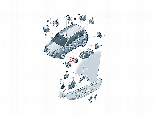 純正 電動ドアミラー調整スイッチ VW(フォルクスワーゲン) [5K0959565XSH]