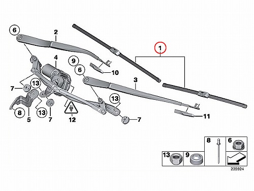 ワイパーブレード 左右セット フロント用 BMW [61612163750]