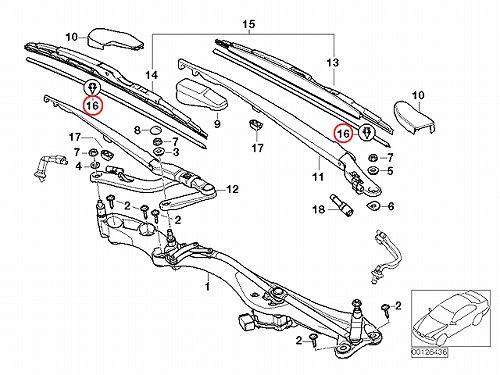 ワイパーゴム(替えゴム) 左右セット フロント用 BMW [61618265555]