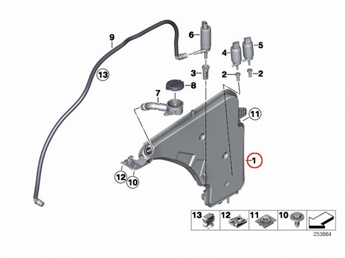 ウォッシャータンク BMW [61667241676]