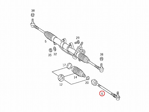タイロッド(ラックエンド)ASSY 左右共通 メルセデスベンツ [6384600205]