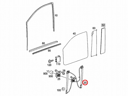 パワーウインドウレギュレーター フロント 右側 メルセデスベンツ [6397200146a]