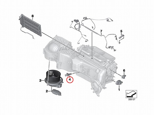エバポレーターセンサー(エバポ温度センサー) BMW [64119238084]