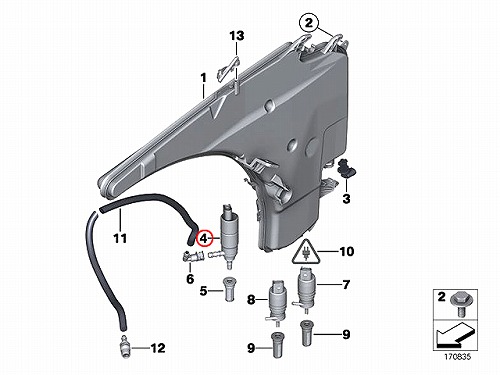 ヘッドライトウォッシャーポンプ(ウォッシャーモーター) BMW [67128377430]