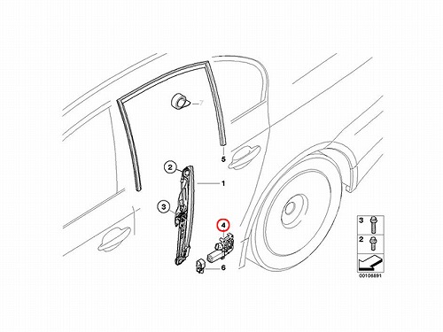パワーウインドウレギュレーターモーター リア 右側 BMW [67626922320]
