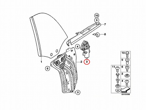 パワーウインドウレギュレーターモーター リア 左側 MINI(ミニ)  [67626934299]