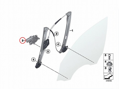 パワーウインドウレギュレーターモーター フロント 左側 BMW [67627406623]