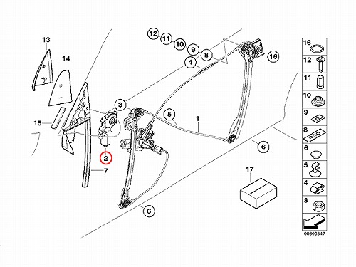 パワーウインドウレギュレーターモーター フロント 左側 BMW [67628362063]