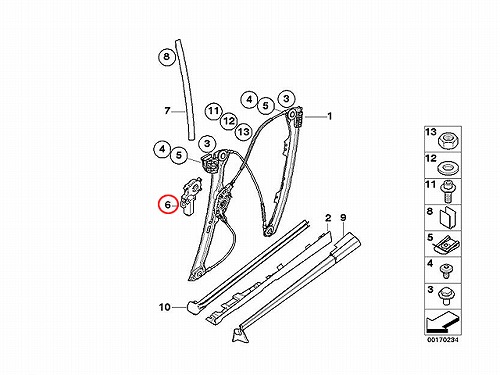 パワーウインドウレギュレーターモーター フロント 右側 BMW [67628362064]