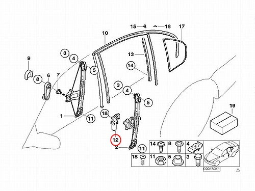 パワーウインドウレギュレーターモーター リア 右側 BMW [67628362065]