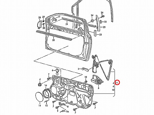 パワーウインドウレギュレーター フロント 右側 VW(フォルクスワーゲン) [6Q4837462K]