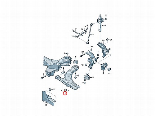 ロアアーム(コントロールアーム) フロント 左側 VW(フォルクスワーゲン) [6R0407151F]