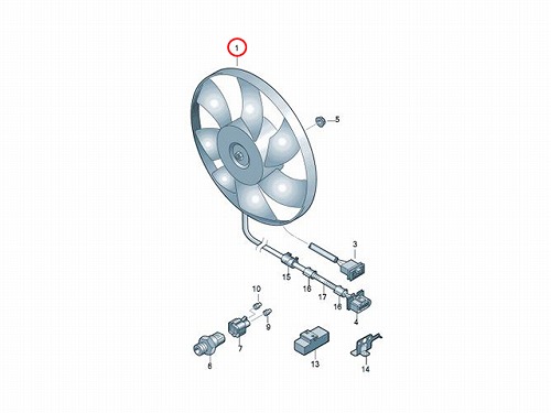 ラジエター電動ファンモーター(ラジエターファン) VW(フォルクスワーゲン) [6R0959455C]