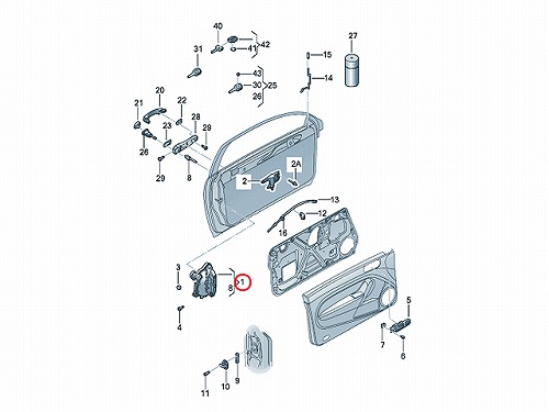 純正 ドアロック アクチュエーター フロント 左側 VW(フォルクスワーゲン) [6X2837013C]
