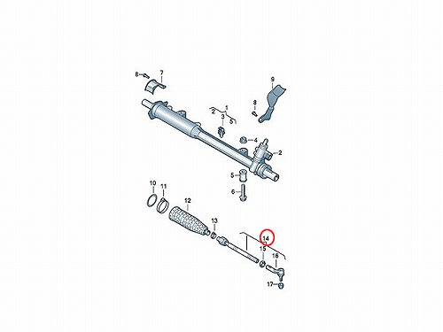 タイロッド(ラックエンド)ASSY 左側 AUDI(アウディ) [7L0422803D]