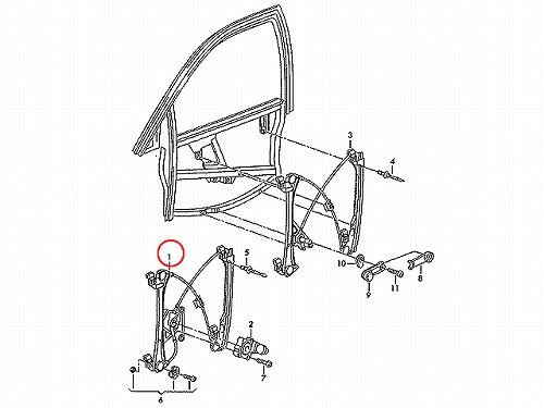 パワーウインドウレギュレーター フロント 左側 AUDI(アウディ) [8D0837461]