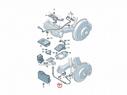 ABSセンサー(スピードセンサー) フロント 左右共通 AUDI(アウディ) [8D0927803D]