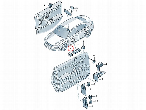 パワーウインドウスイッチ AUDI(アウディ) [8E0959851C5PR]
