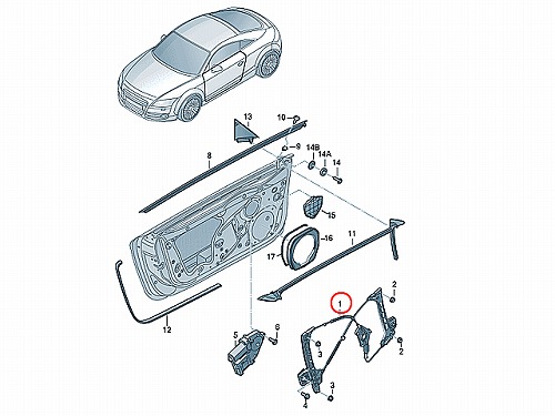 パワーウインドウレギュレーター フロント 左側 AUDI(アウディ) [8J0837461D]