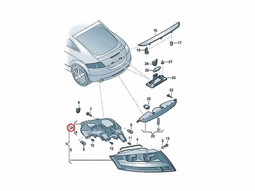 純正 テールライトバルブホルダー 左側 AUDI(アウディ) [8J0945257A]