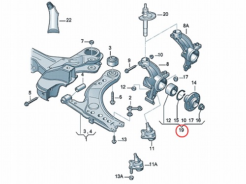 ホイール ハブベアリング フロント 左右共通 AUDI(アウディ) [8L0498625B]
